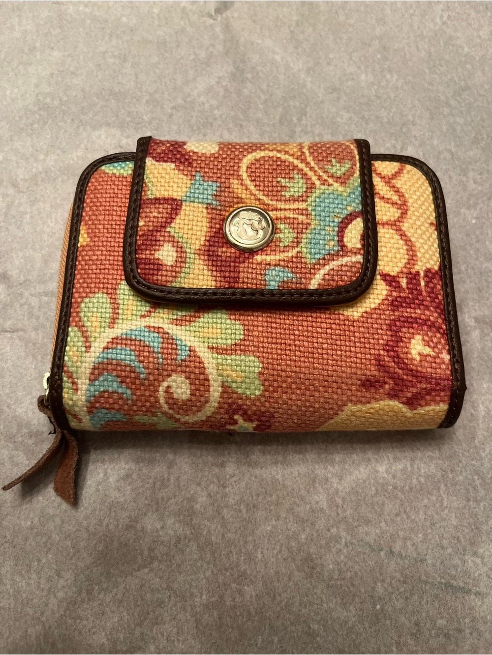 Spartina 449 Floral Canvas Wallet in Rust, Yellow & Teal